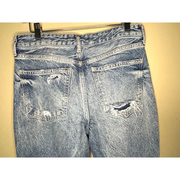 We the Free Distressed Jeans Free People Blue Cropped Mid Rise Button Fly 28 - Picture 7 of 8